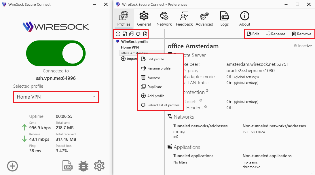 Select profile